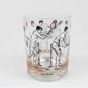 MCM Cera Vintage Tennis Themed Glass